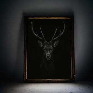 Framed artwork mockup poster in photo frame rendered realistically in 3d (7)