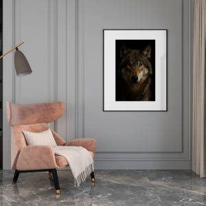 Photo frame mockup in living room