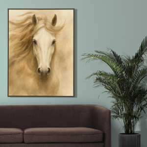 Picture frame mockup hanging in retro living room home decor interior (2)