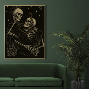 Picture frame mockup psd hanging in modern living room home decor interior